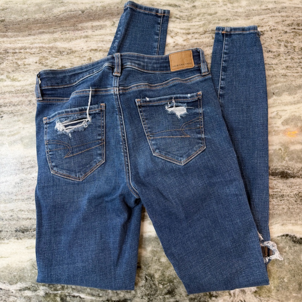 American Eagle Outfitters “Jegging” Dark Blue Skinny Jeans Size 4 Extra Long
